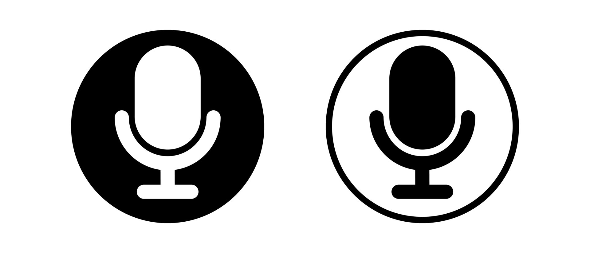 A set of round microphone or speaker icons. Sound buttons. Vector