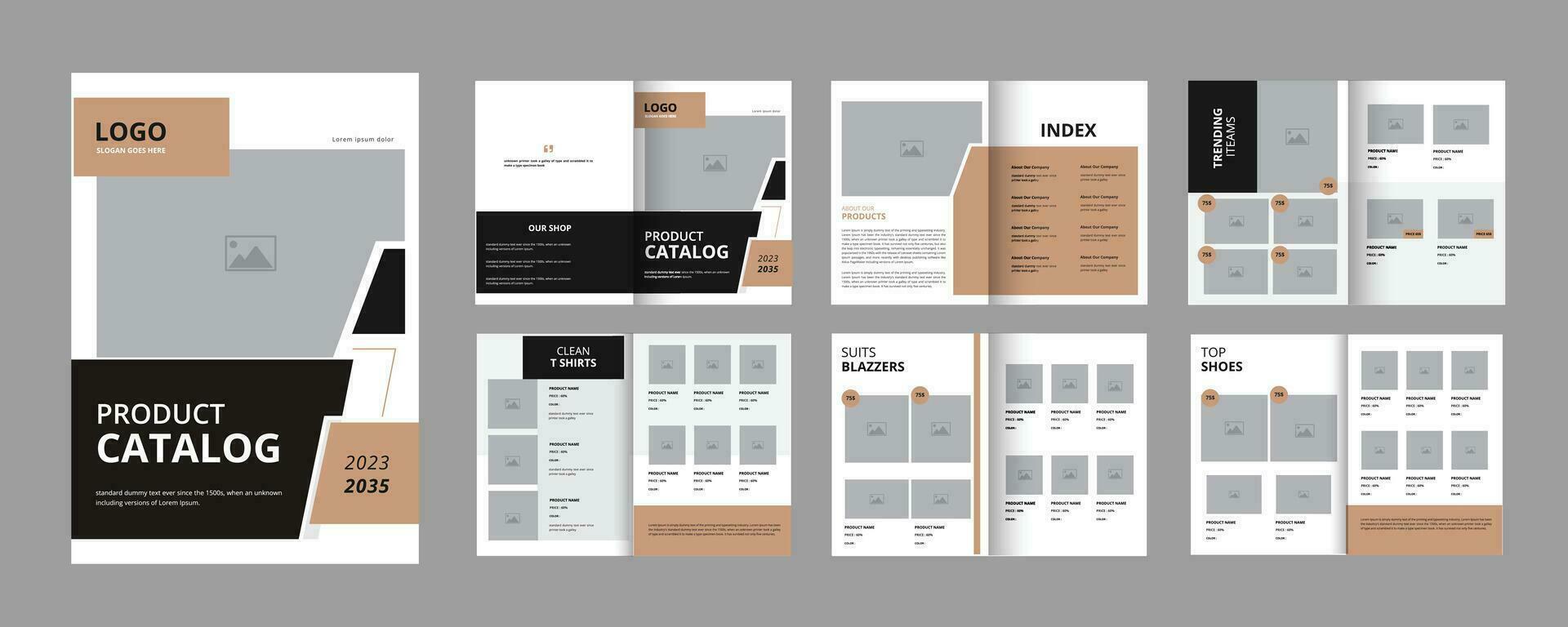 modern professional brown product catalogue design template vector