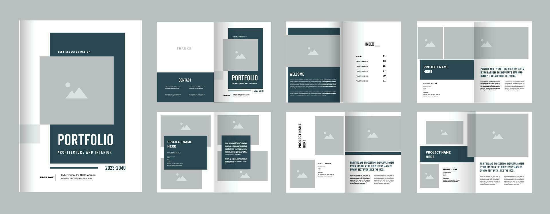 architecture and interior professional portfolio layout, a4 size print ready template vector