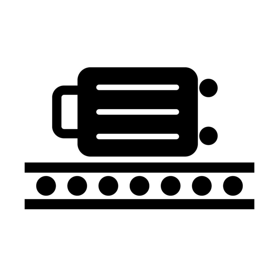 Conveyor belt and suitcase silhouette icon. Vector. vector