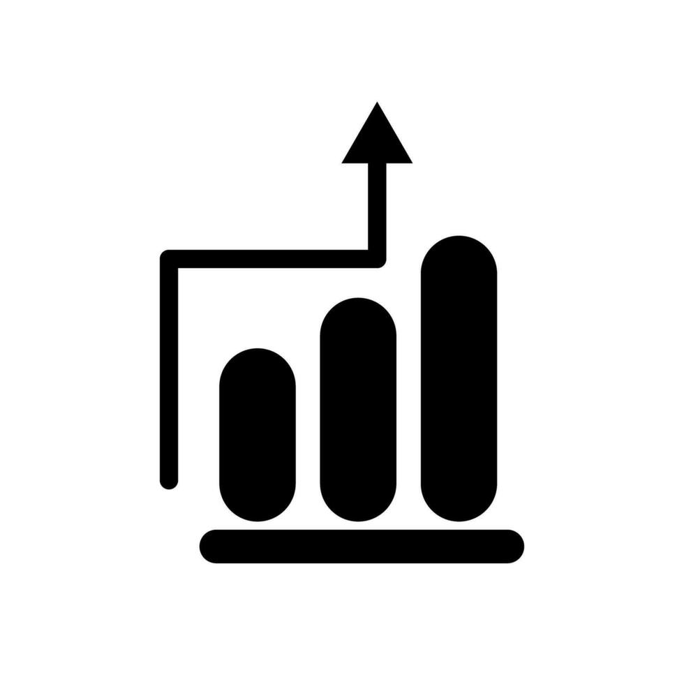 Sales increase bar graph silhouette icon. Vector. vector