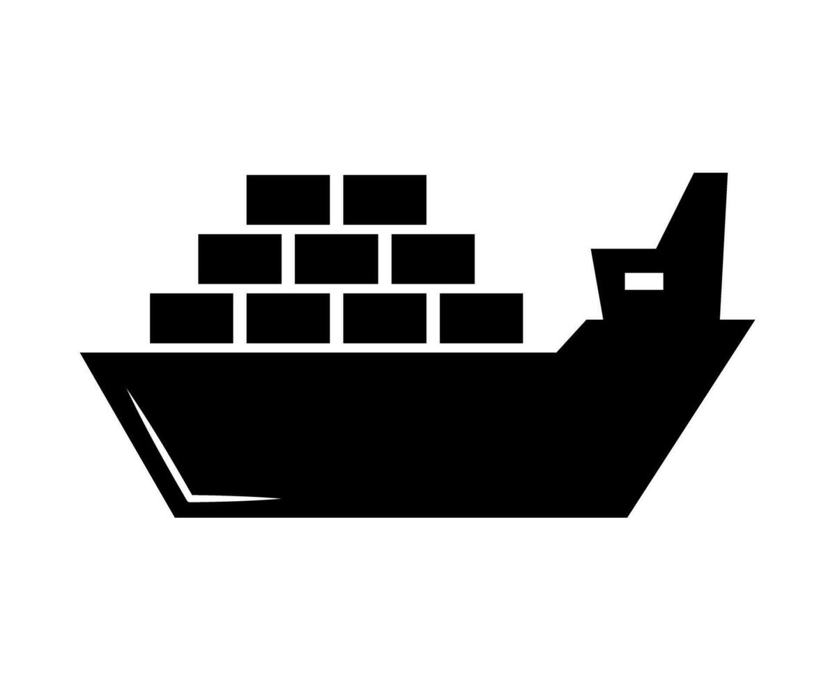 Cargo ship silhouette icon. Container ship. Export ship. Vector. vector