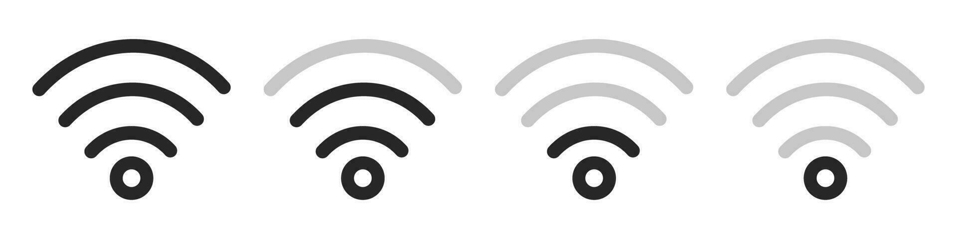 Wifi íconos con cuatro diferente señal puntos fuertes red iconos vector. vector