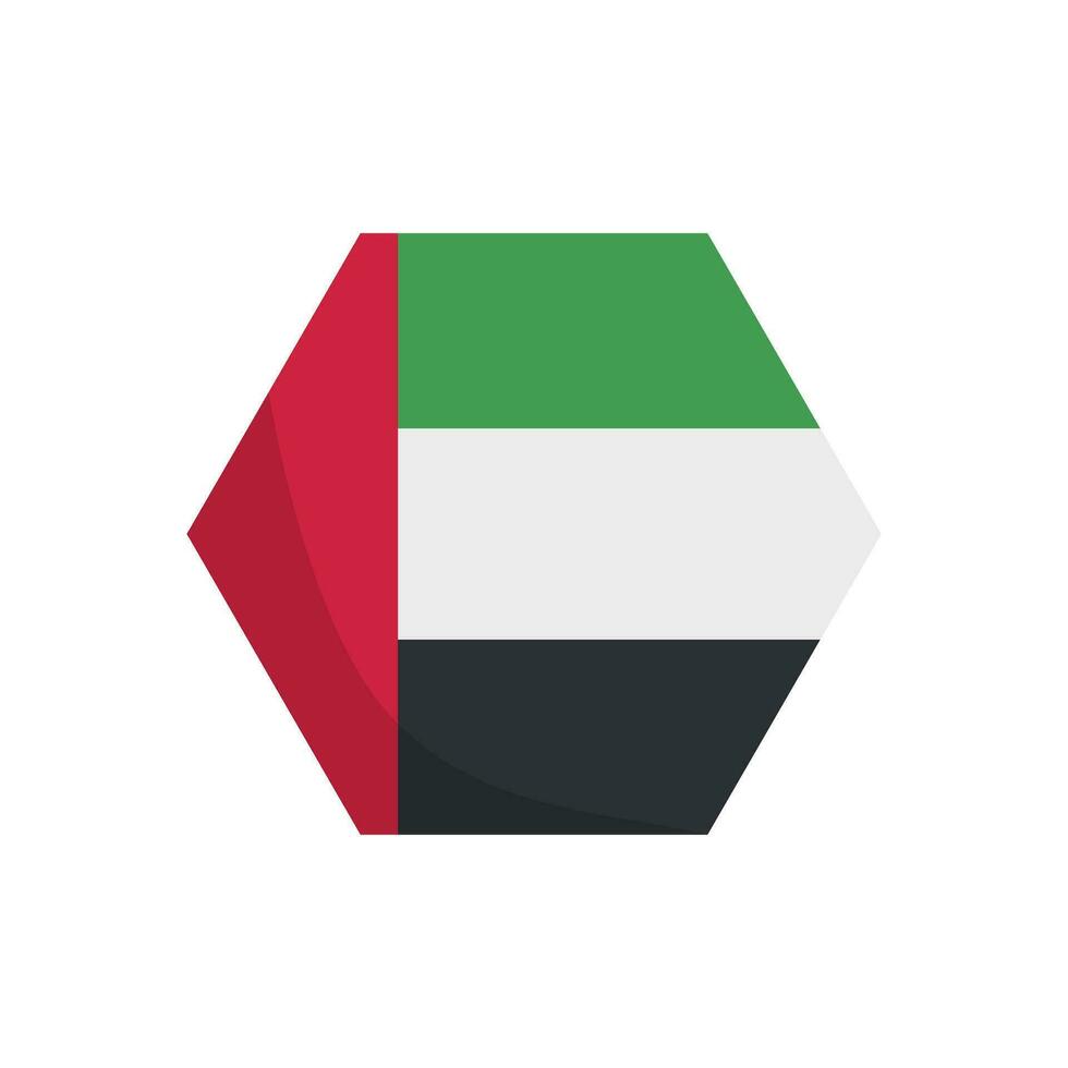 Hexagonal United Arab Emirates flag icon. Vector. vector
