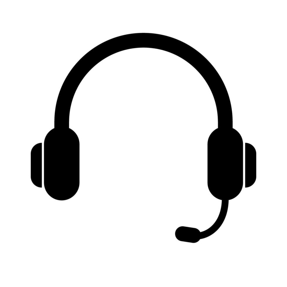 Headphone silhouette icon with microphone. Vector. vector
