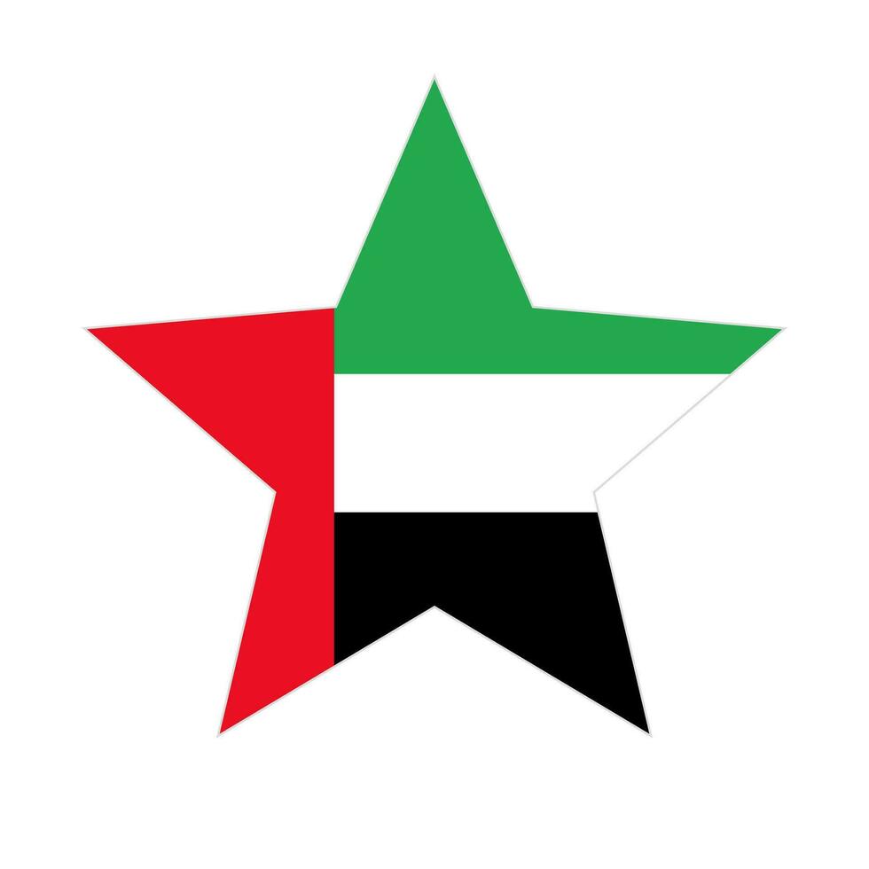 United Arab Emirates flag in the shape of a star. Vector. vector