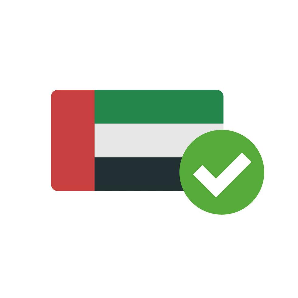 United Arab Emirates flag and check mark. Vector. vector