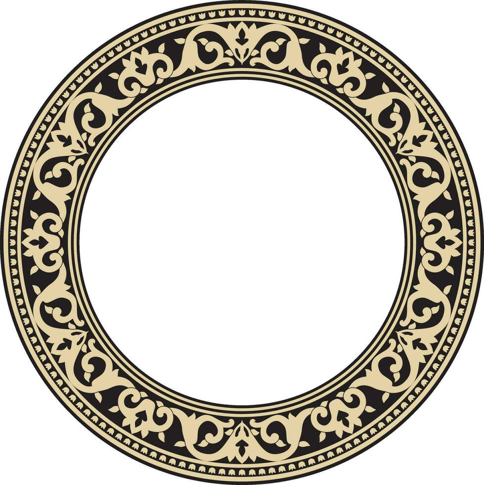 Vector golden and black round turkish ornament. Endless ottoman national border, frame