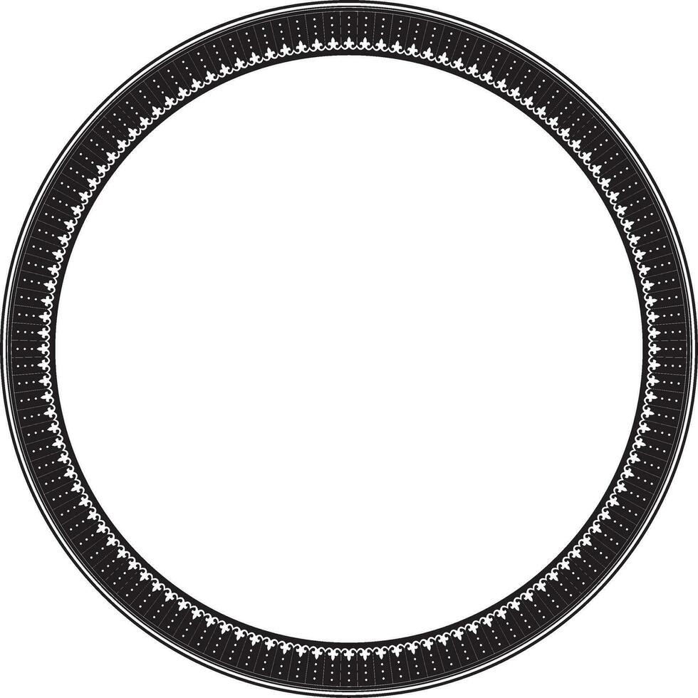 Vector black monochrome frame, border, Chinese ornament. Patterned circle, ring of the peoples of East Asia, Korea, Malaysia, Japan, Singapore, Thailand