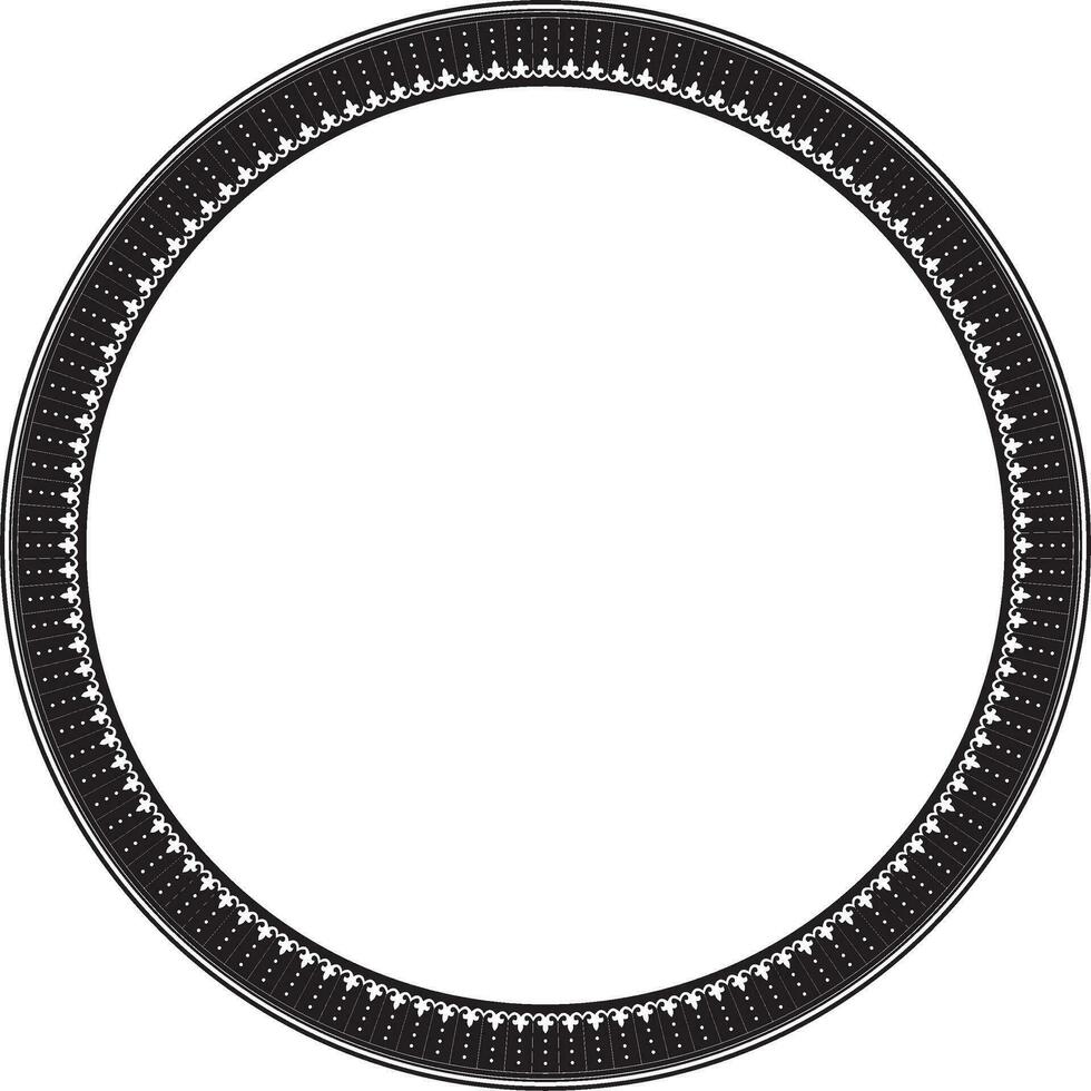 Vector black monochrome frame, border, Chinese ornament. Patterned circle, ring of the peoples of East Asia, Korea, Malaysia, Japan, Singapore, Thailand