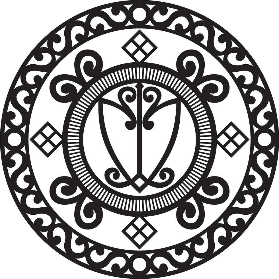 Vector monochrome Yakut mascot Fox nose Amulet, the mascot of the peoples of the Far North. Defender. Talisman for wealth, business luck