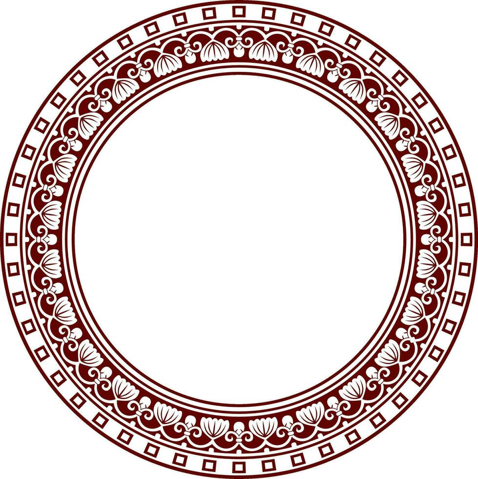 Vector red with black round ornament ring of ancient Greece. Classic pattern frame border Roman Empire