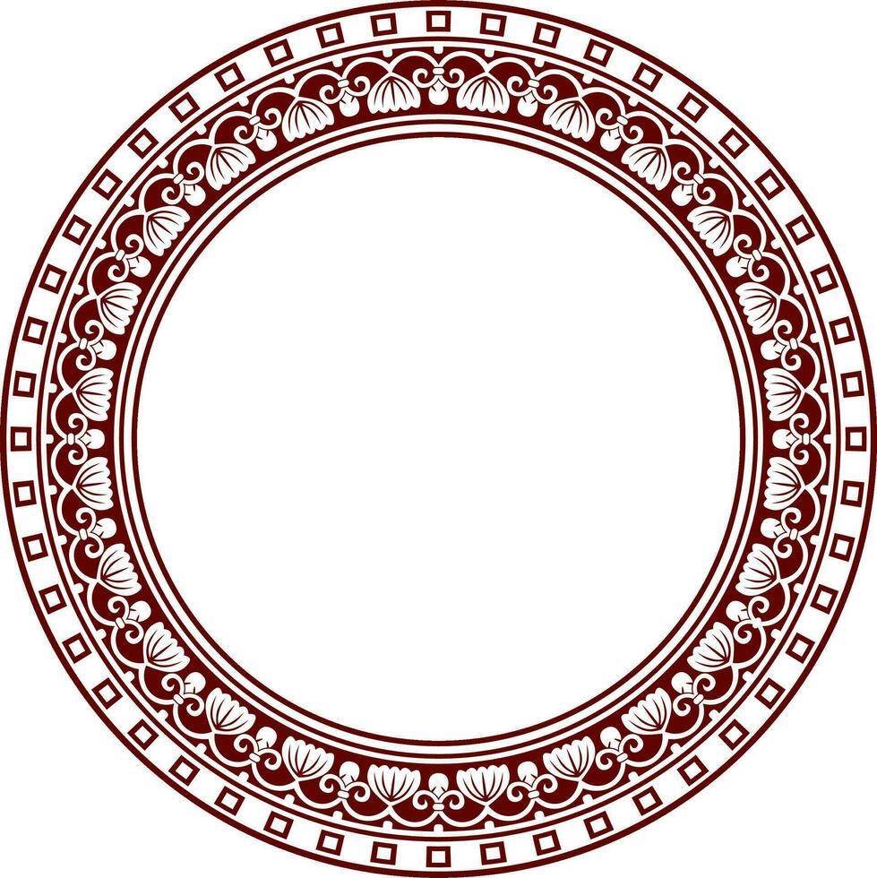 Vector red with black round ornament ring of ancient Greece. Classic pattern frame border Roman Empire