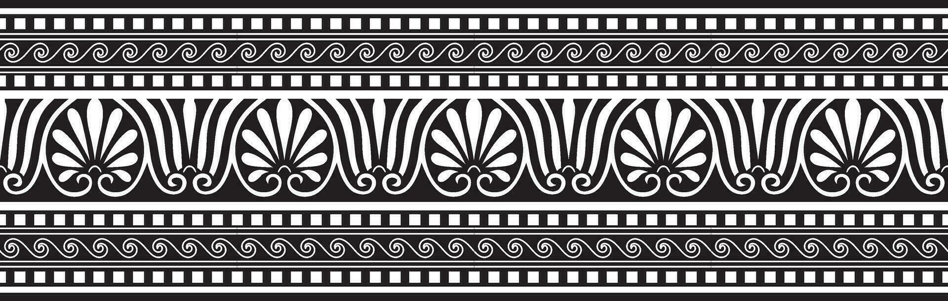 Vector monochrome classic seamless european national ornament. Ethnic pattern of the Romanesque peoples. Border, frame of ancient greece, roman empire.