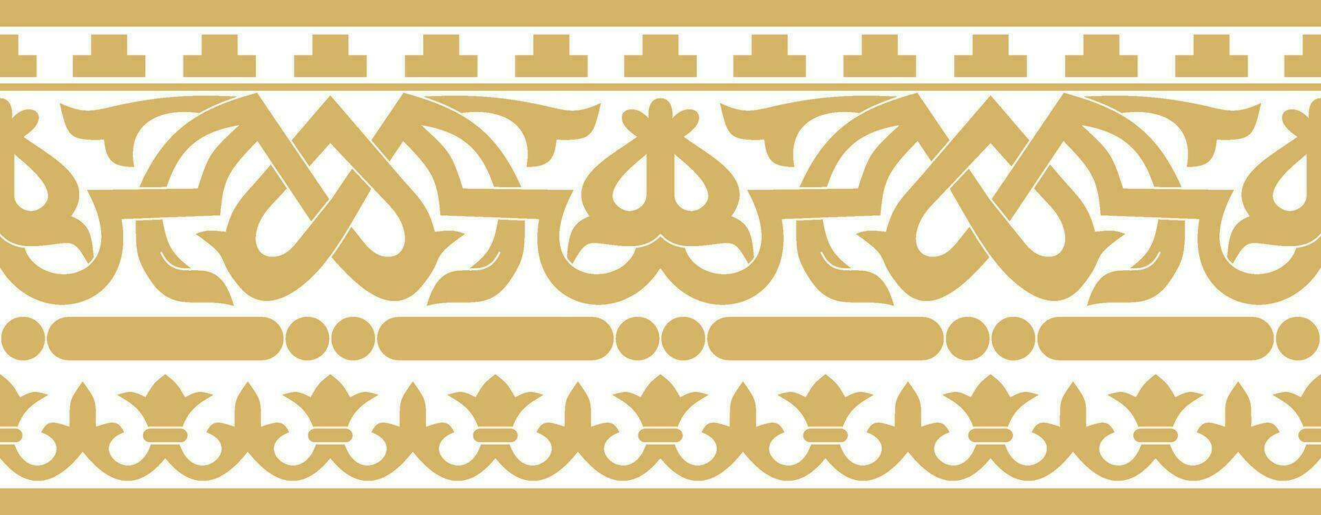 Vector gold seamless classic byzantine ornament. Endless border, Ancient Greece, Eastern Roman Empire frame. Decoration of the Russian Orthodox Church