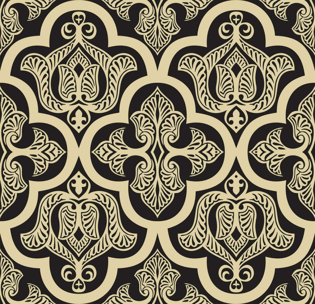 Vector golden seamless arabic national ornament. Ethnic endless pattern, oriental and african peoples of asia, persia, iran, iraq, syria