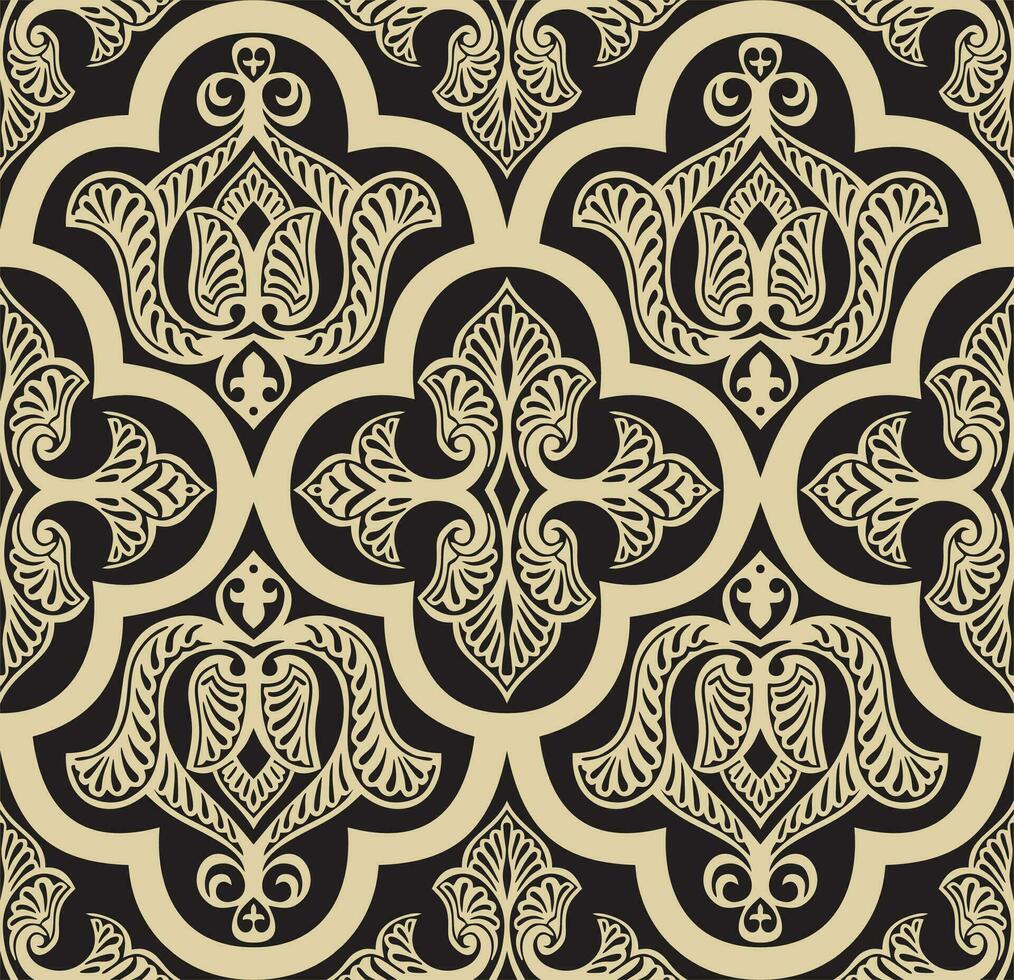 Vector golden seamless arabic national ornament. Ethnic endless pattern, oriental and african peoples of asia, persia, iran, iraq, syria