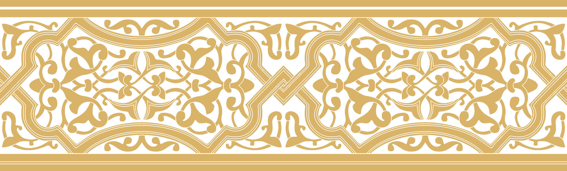 Vector gold seamless arabic ornament. Orange endless arabesque, border