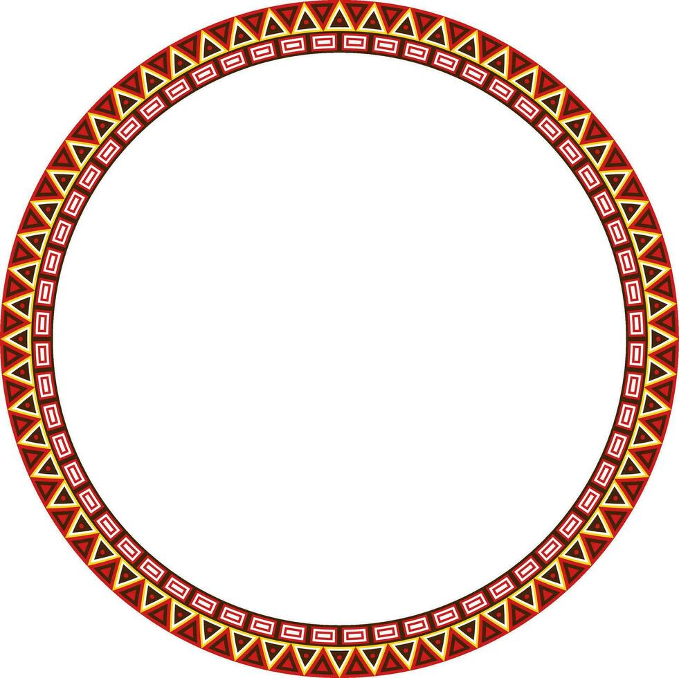 Vector round colored border ornament. Native American tribes framework, circle