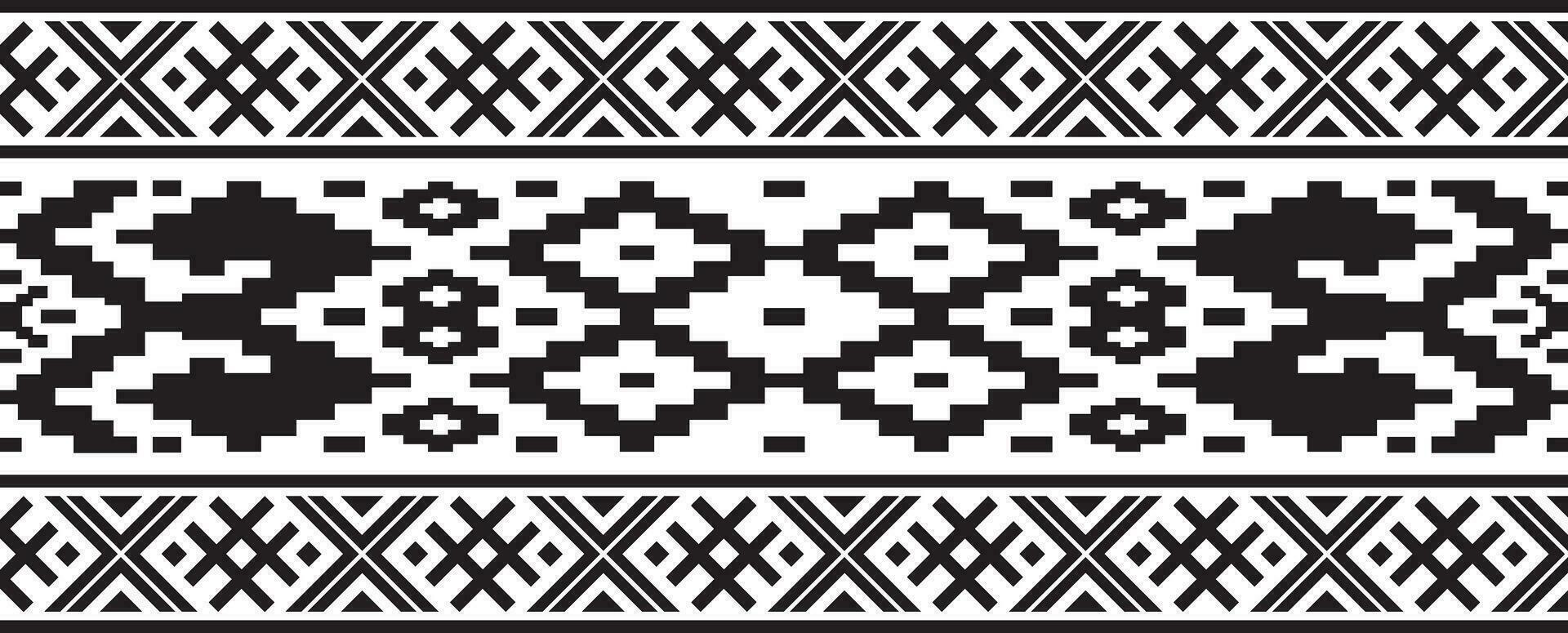 Vector monochrome seamless Belarusian national ornament. Ethnic endless black border, Slavic peoples frame