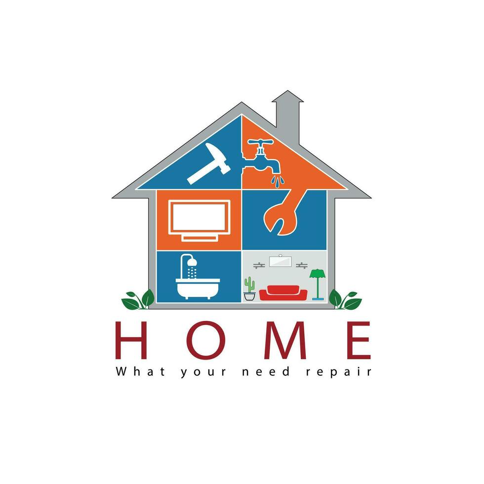 Free vector home repair logo design and concept