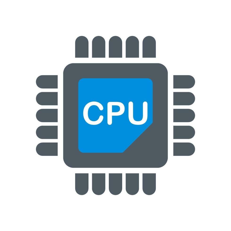 Modern CPU icon. Semiconductor chip. Circuit. Vector. vector