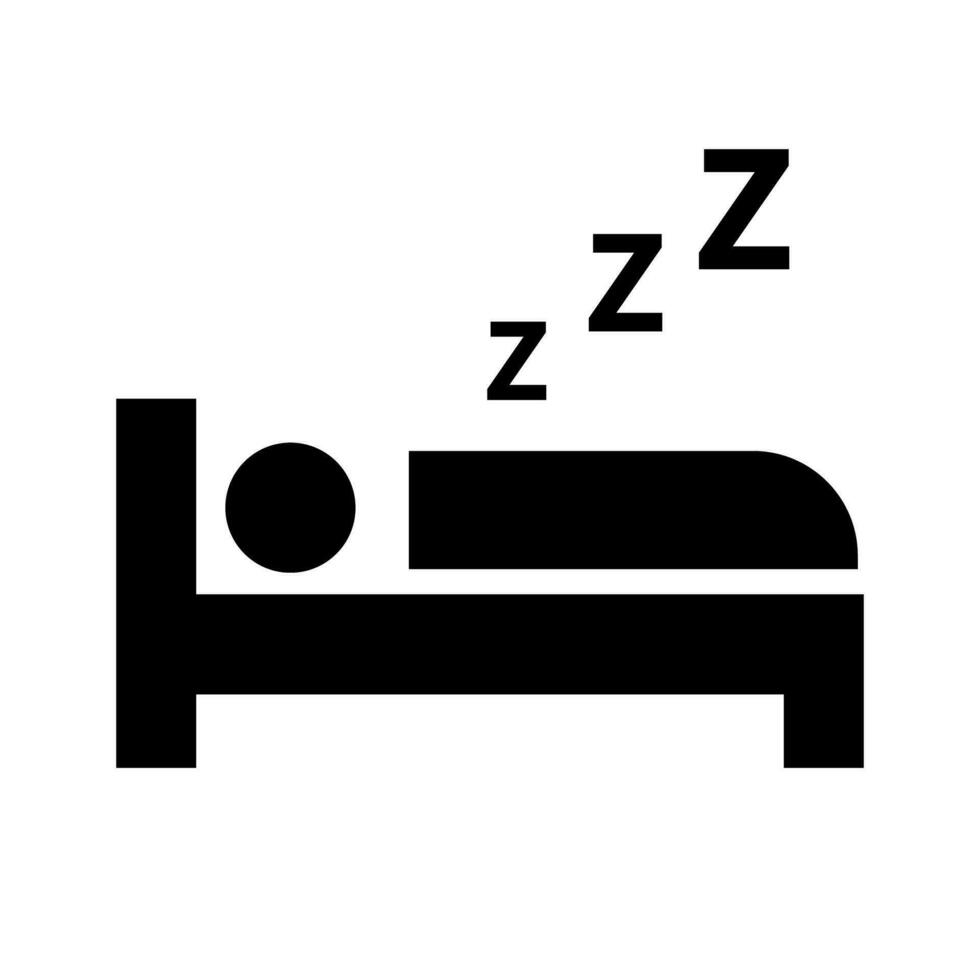 dormido persona, cama y zzz silueta icono. vector. vector