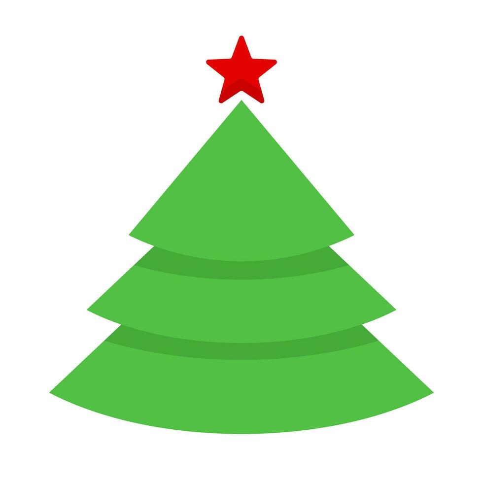Flat design Christmas tree with star. Christmas Festival. Vector. vector