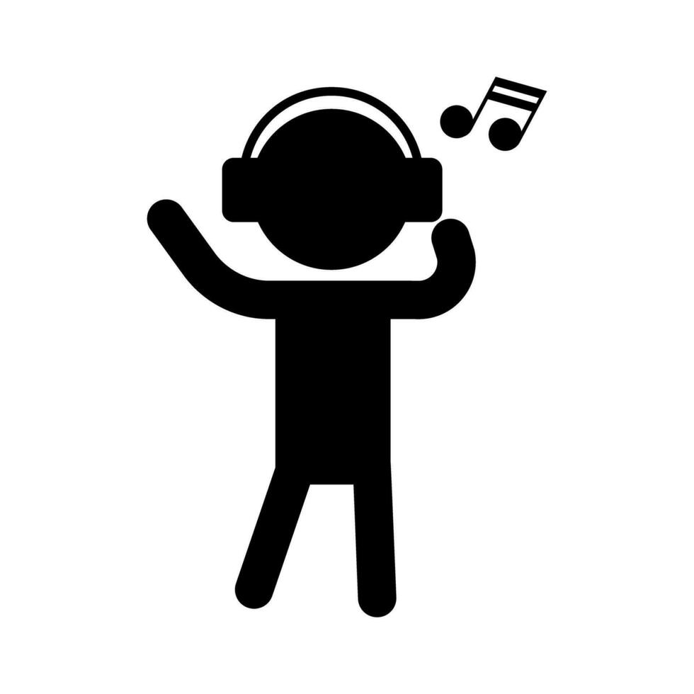 People listening to music silhouette icon. Vector. vector