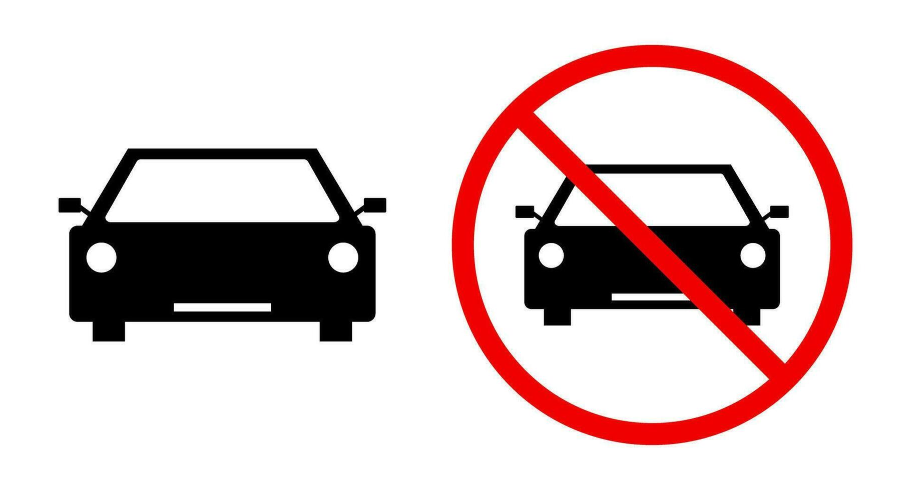 coche silueta icono y No estacionamiento icono. vector. vector
