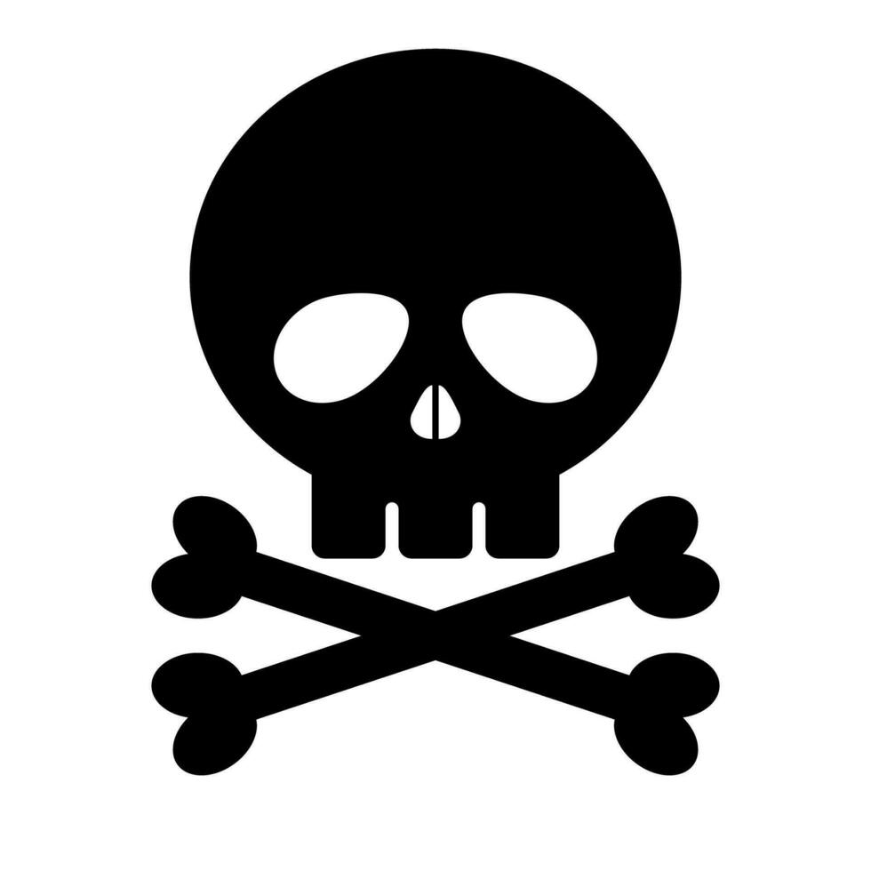 Skull and cross bones silhouette icon. Death skull. Poisonous and hazardous material sign. Vector. vector