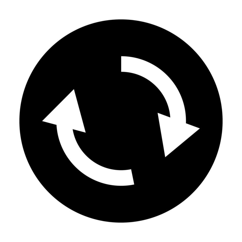 Round reload silhouette icon. Refresh and rotating arrows. Vector. vector