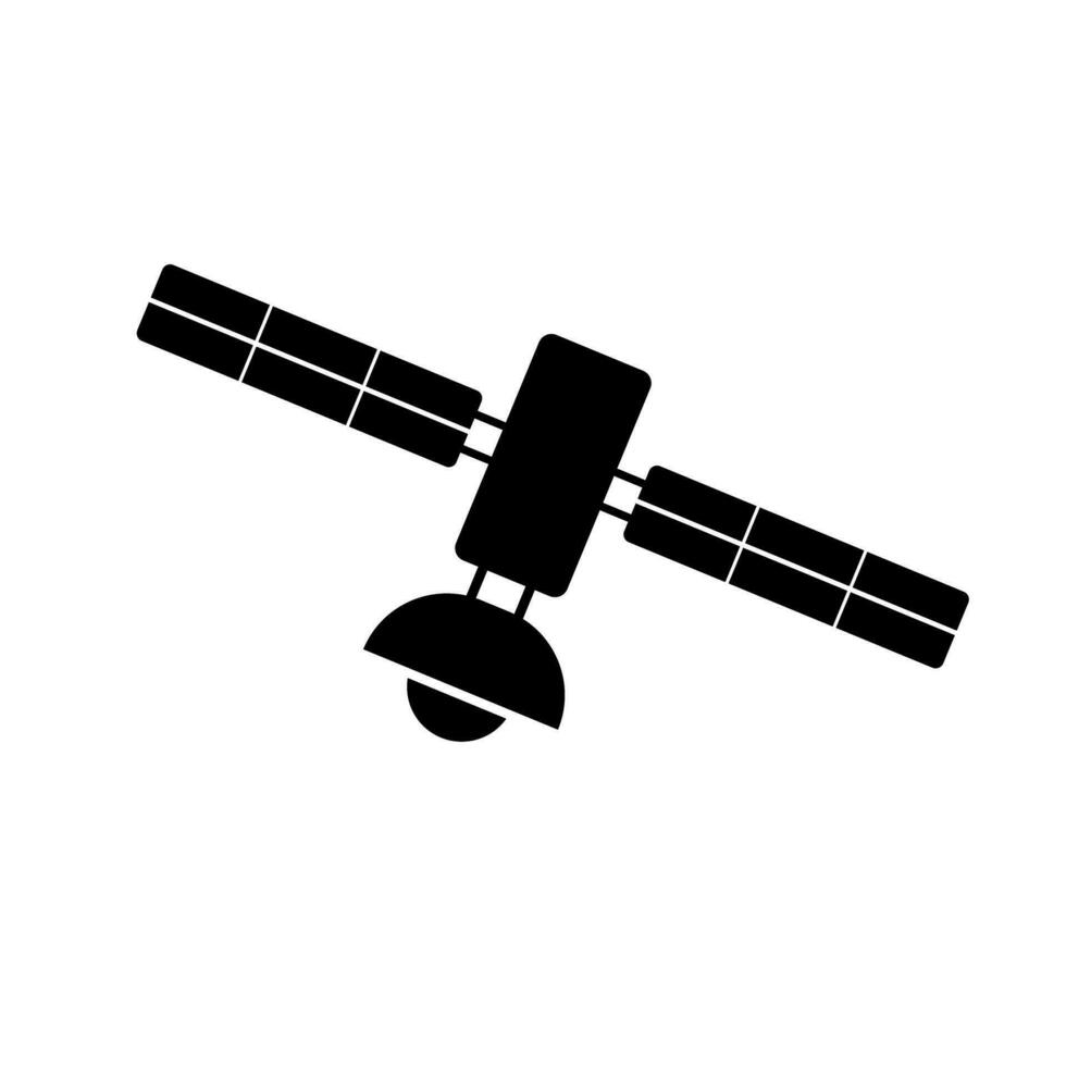 Space artificial satellite silhouette icon. Vector. vector