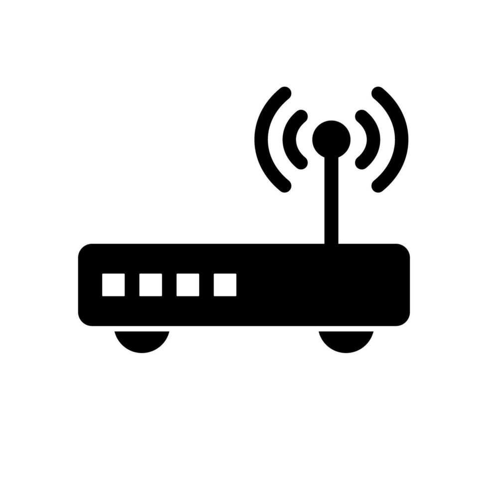 Wi-Fi router and wireless signal silhouette icon. Vector. vector