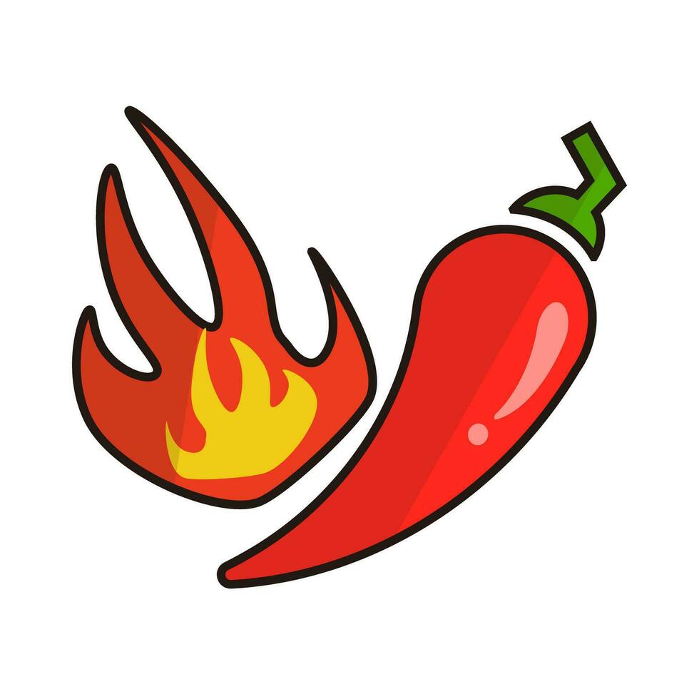 Chilli and fire icon. Hot and spicy. Very hot. Vector. vector