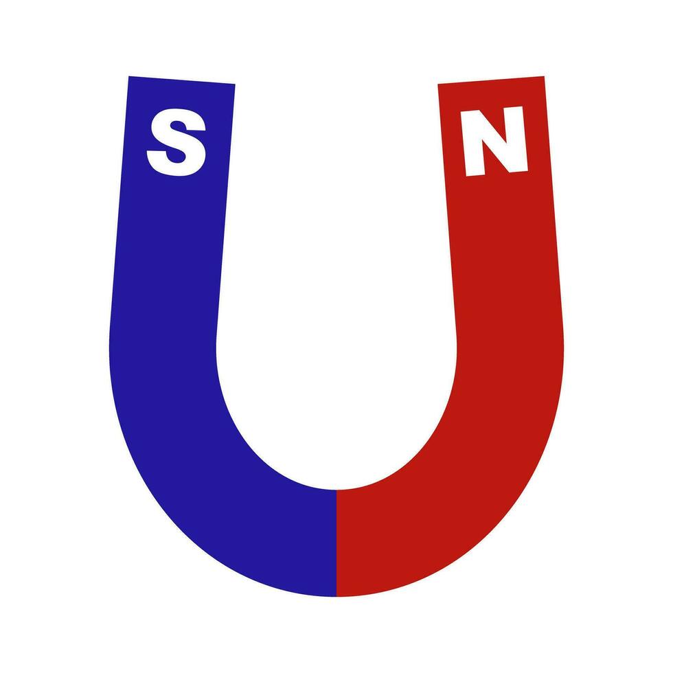 U-shaped magnet icon with S and N poles. Vector. vector