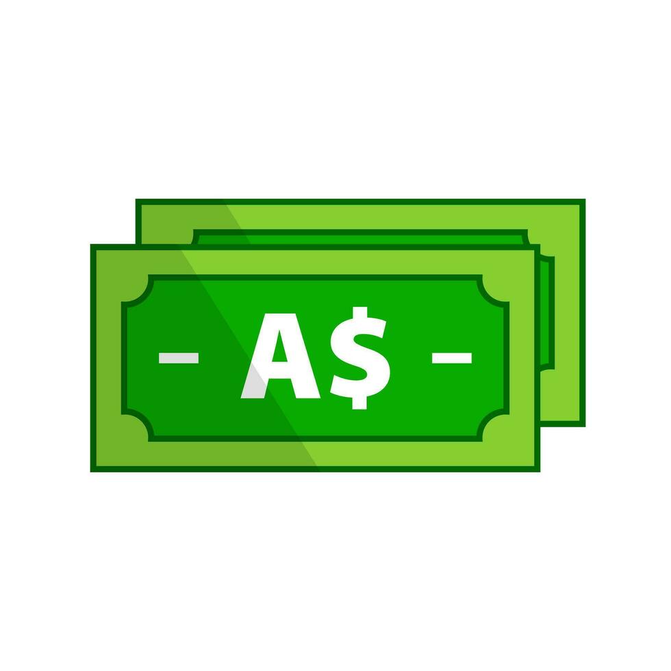 Flat design Australian dollar bill icon. Vector. vector