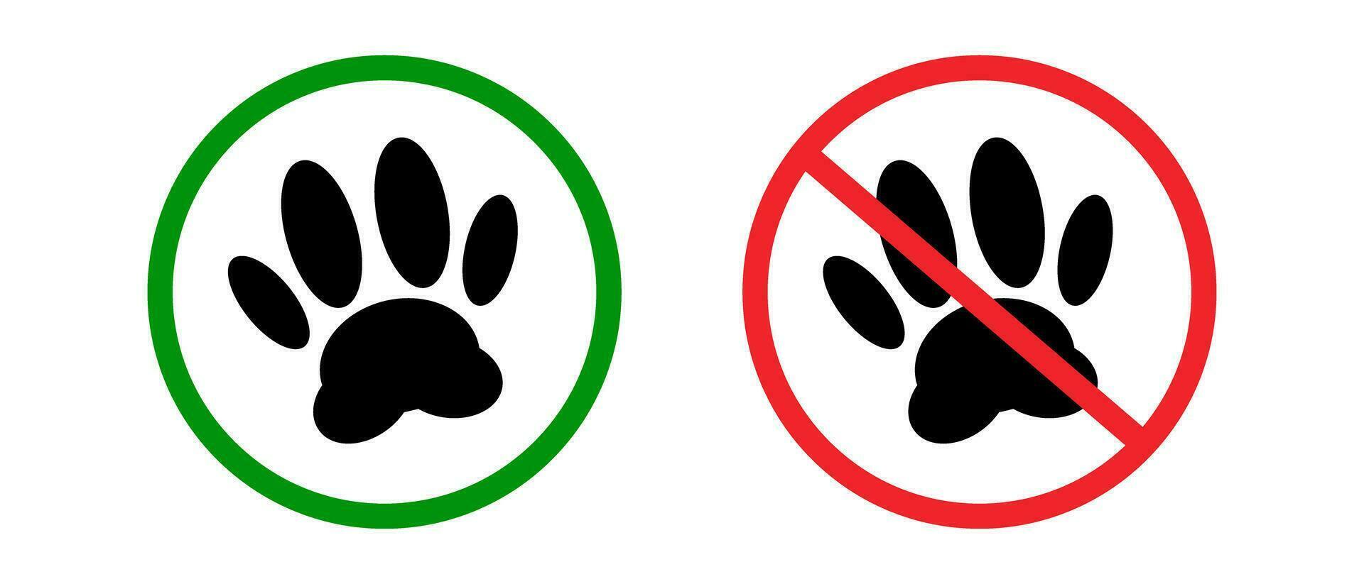 Animals allowed and prohibited. Pet allowed and pet not allowed icon set. Vectors. vector