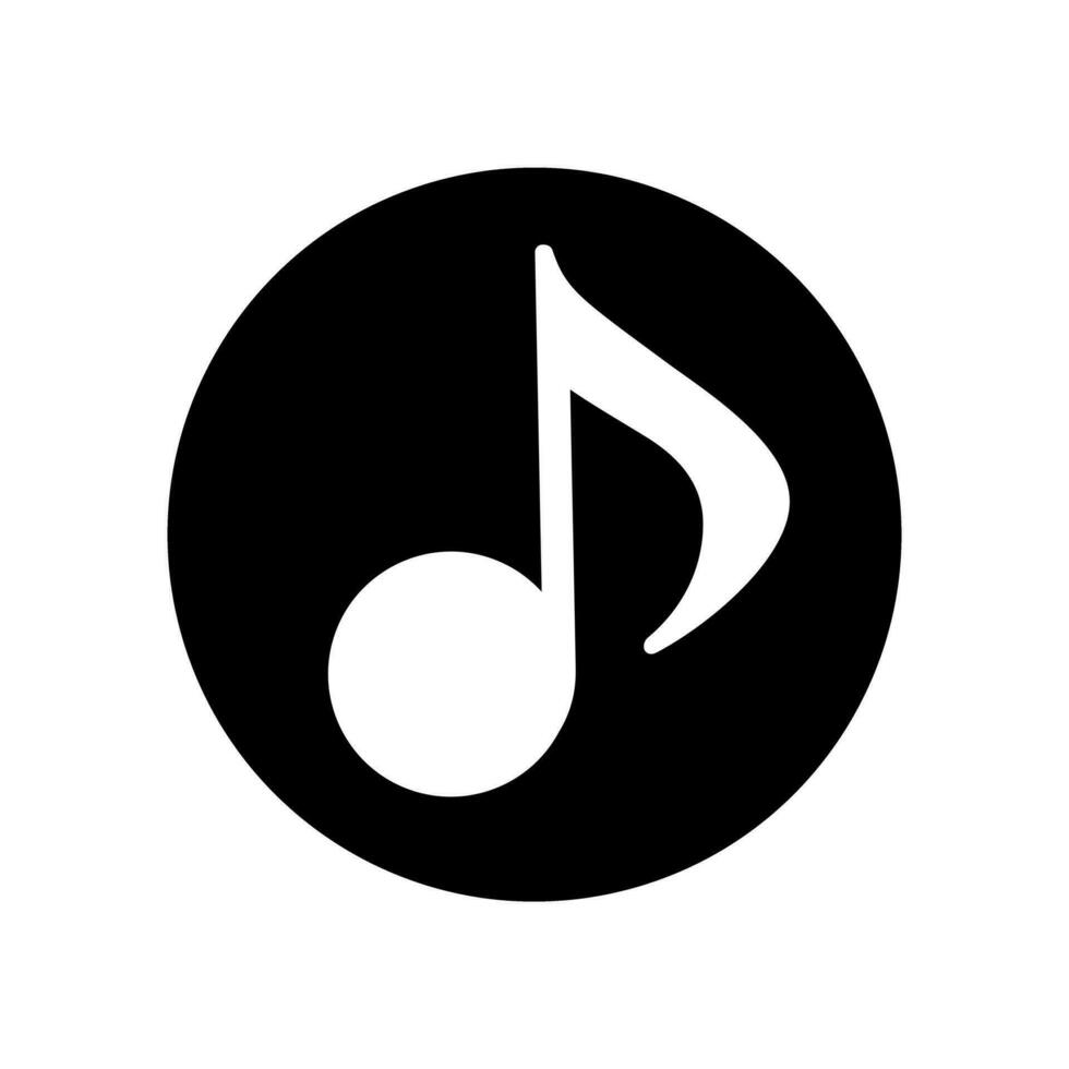 Black circle music note icon. Rhythm and beat. Vector. vector