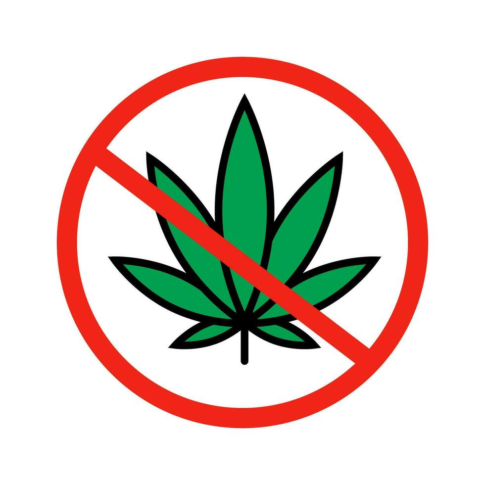 canabis utilizar prohibido. prohibición de fármaco usar. marijuana regulación signo. vector. vector