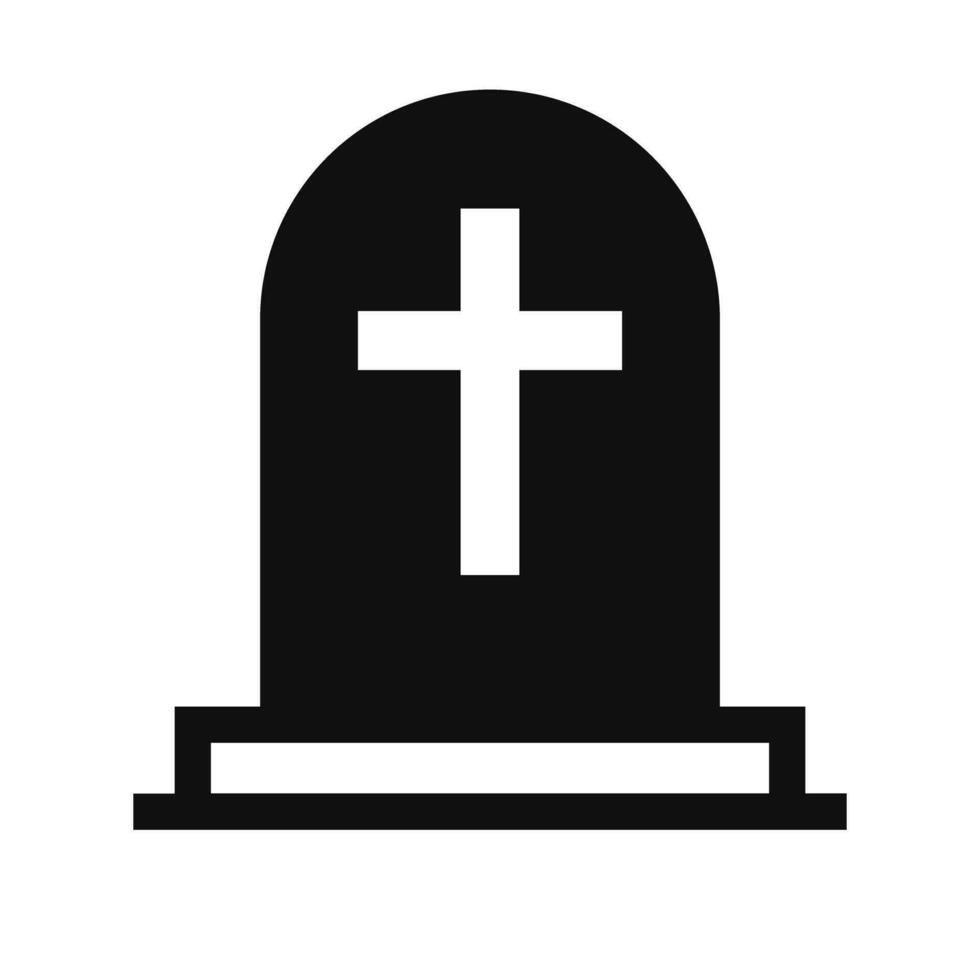 Christian grave silhouette icon. Tomb with engraved cross. Vector. vector