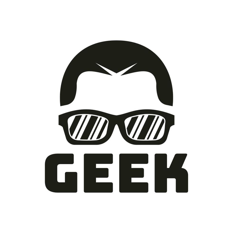 Geek Logo Design Illustration with Glasses in Flat Style Geek Logo Inspiration vector