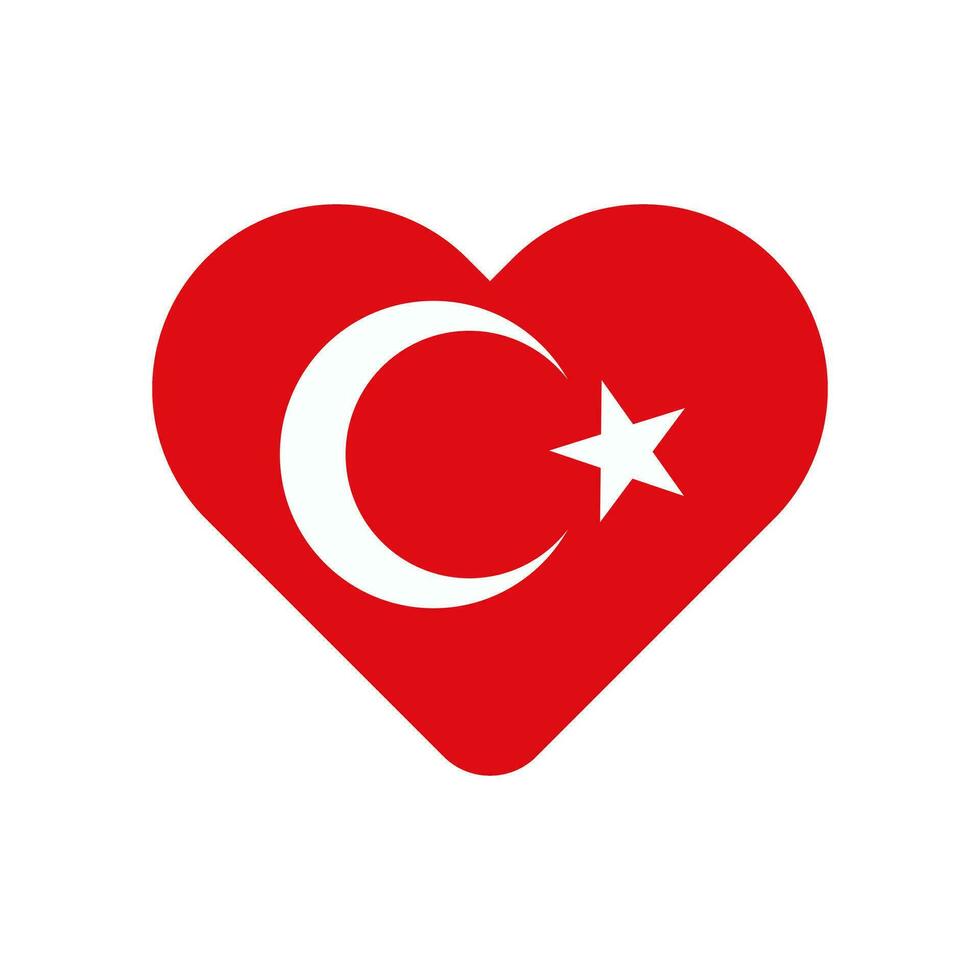 Turkish flag with heart symbol. Vector. vector