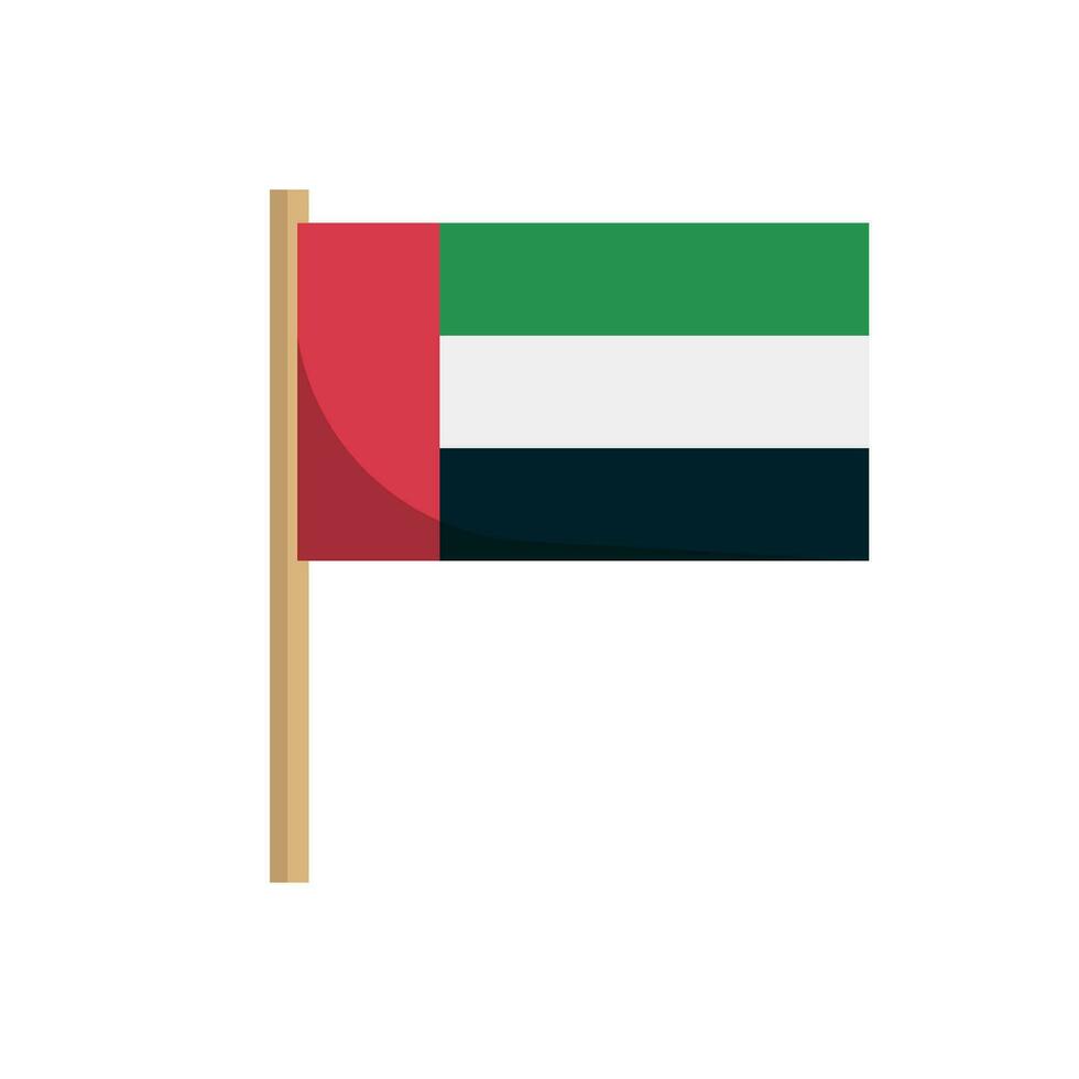 Modern United Arab Emirates flag and pole. Vector. vector