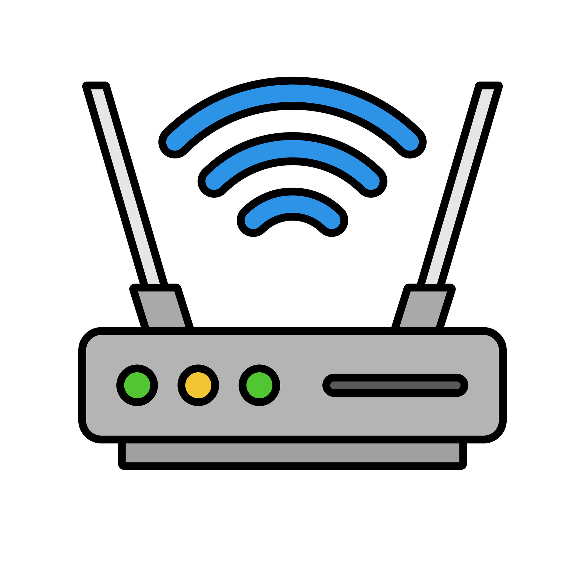 Flat design network router icon. Internet access relay device