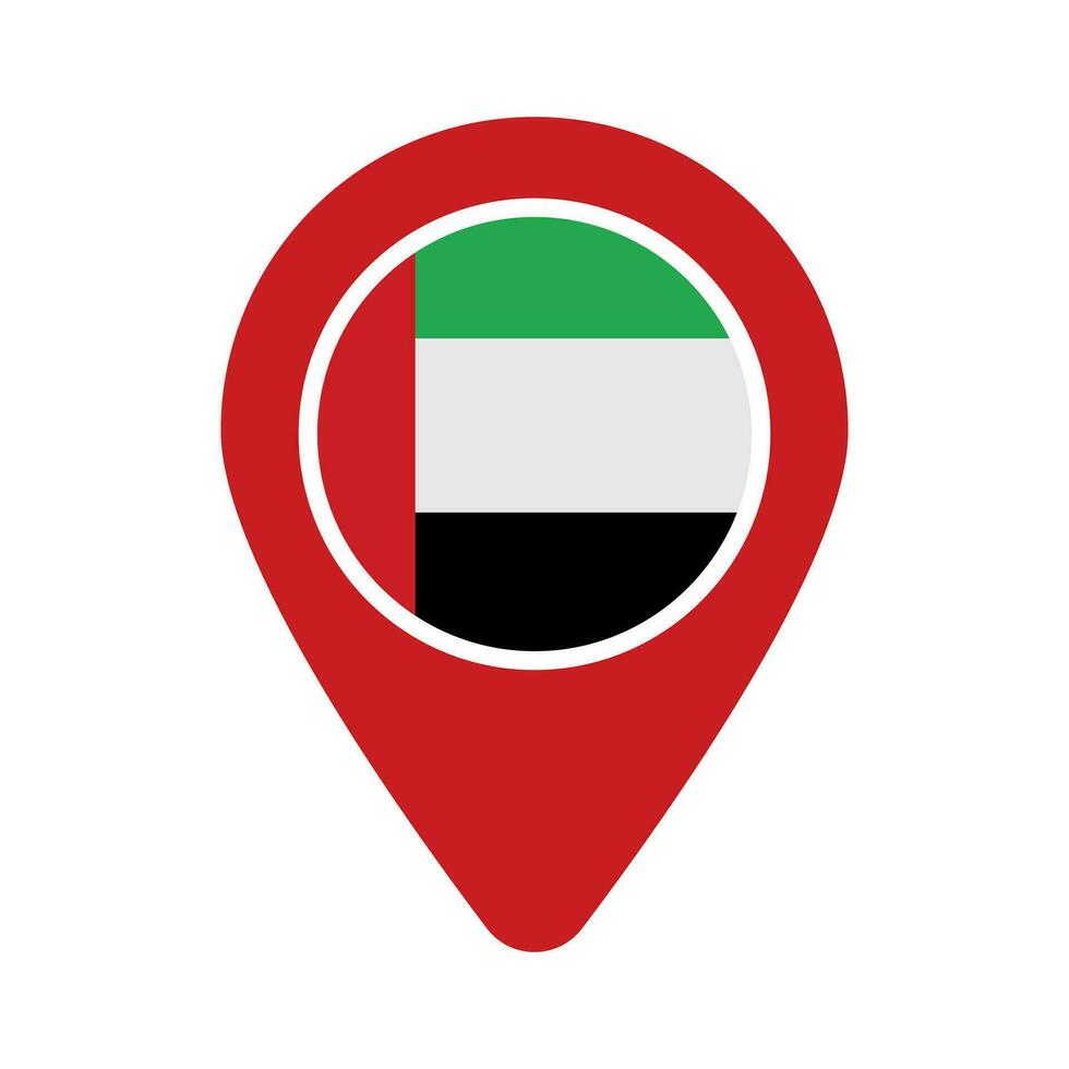 mapa alfiler con redondo unido árabe emiratos bandera. ubicación de eau vector. vector