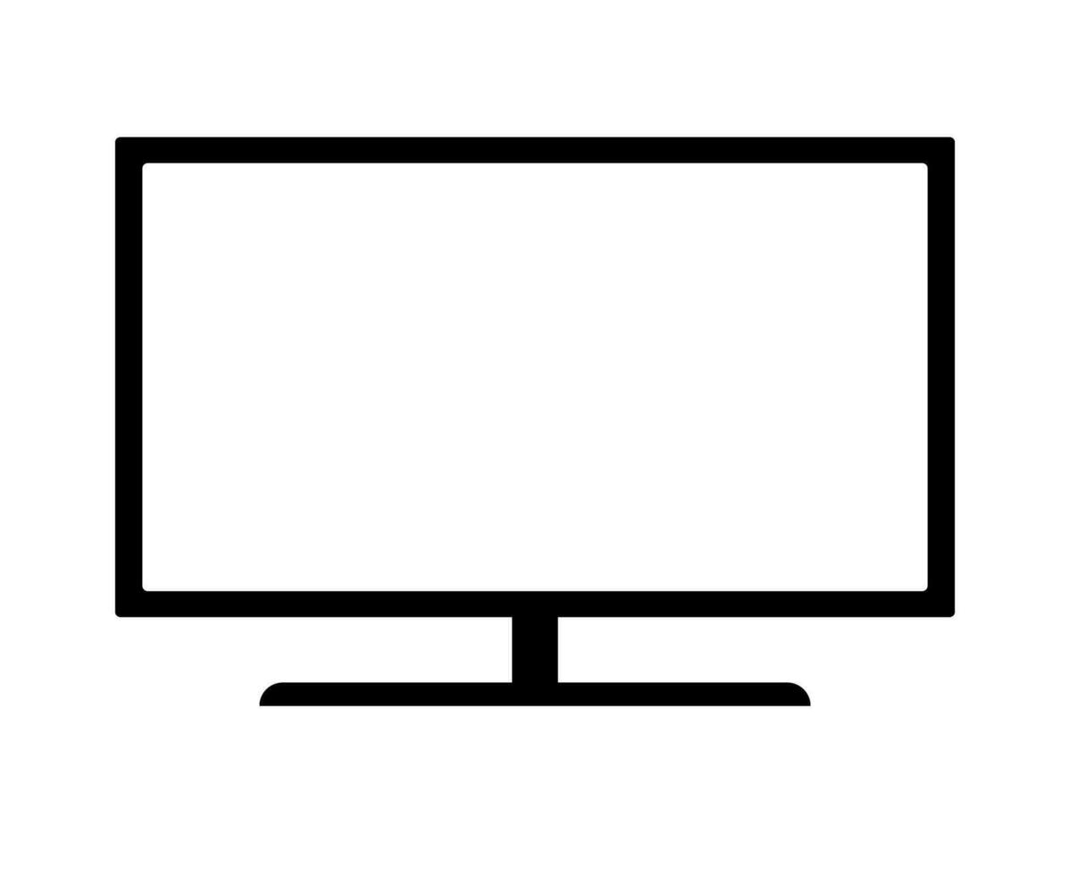 Flat screen TV icon with white screen. Vector. vector
