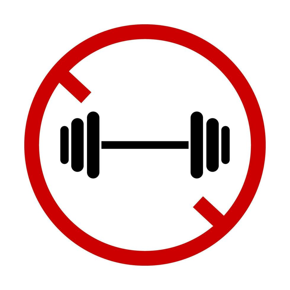 Dumbbell and prohibited sign. Vector. vector