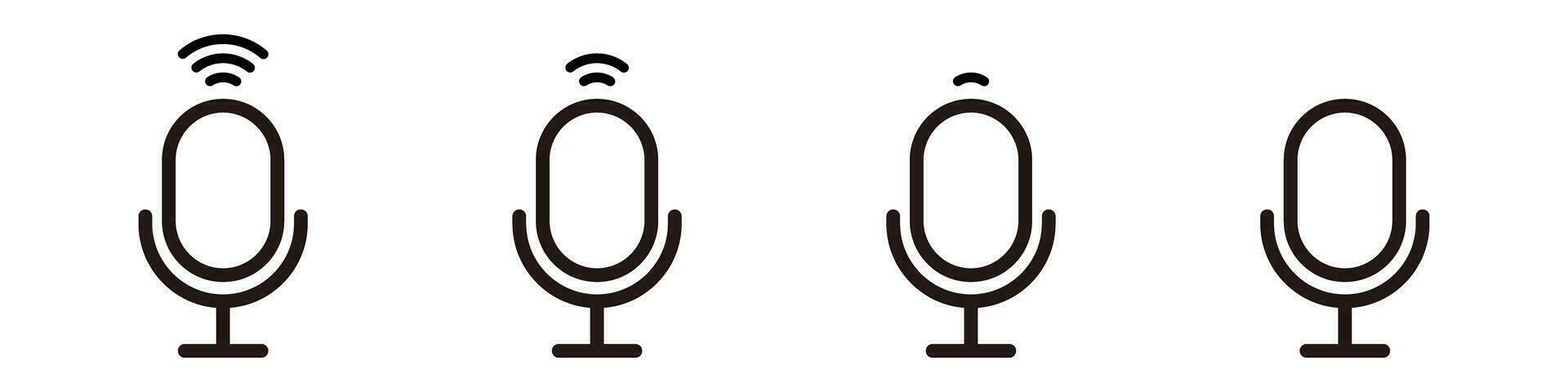 Microphone icon set with different sound wave levels. Vector. vector