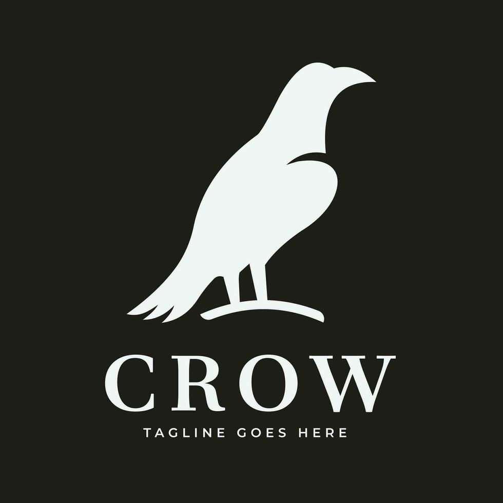 Crow vector flat silhouette illustration dark background Logo vector design